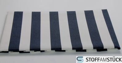 Stoff Dralon® Blockstreifen marine weiß wasserabweisend outdoor Teflon®