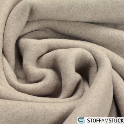 Stoff Bio-Baumwolle Fleece beige Baumwolle kbA GOTS organic cotton hellbeige