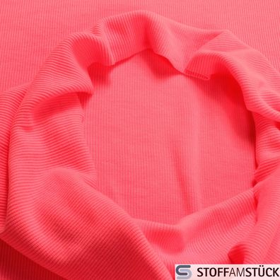 0,5 Meter Stoff Baumwolle Elastan Rib Bündchen neon pink 35 cm breit