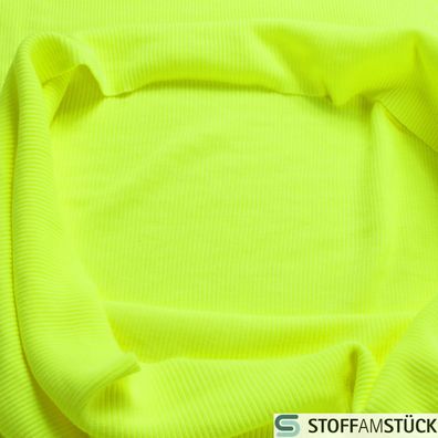 0,5 Meter Stoff Baumwolle Elastan Rib Bündchen neon gelb 35 cm breit