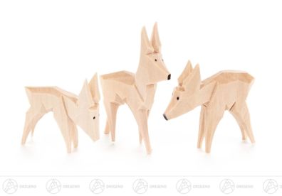 Miniatur Rehe geschnitzt (3) H=ca 4,5 cm NEU Erzgebirge Weihnachtsfigur