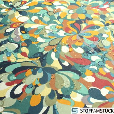 Stoff Baumwolle Acryl grün Retro Klecks 155 cm beschichtet wasserabweisend