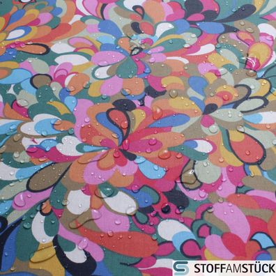 Stoff Baumwolle Acryl pink Retro Klecks 155 cm beschichtet wasserabweisend