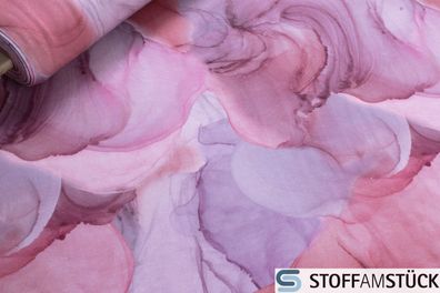 Stoff Baumwolle Elastan Single Jersey pastellrosa Aquarell dehnbar weich rosa