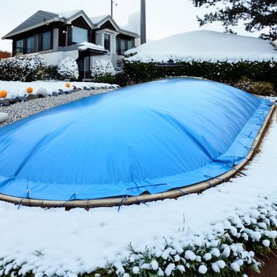 Aufblasbare Poolabdeckung Oval Blau Überwinterung Luft Kissen Pool