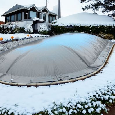 Aufblasbare Poolabdeckung Oval Grau Überwinterung Luft Kissen Pool