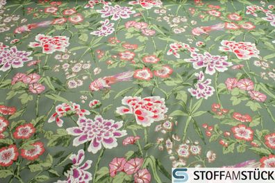 Stoff Baumwolle Polyester Satin salbei Blume Papagei Chinesische Nelke Zinnie