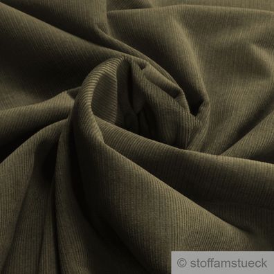 Stoff Baumwolle Cord oliv Baumwollstoff Babycord Feincord khaki