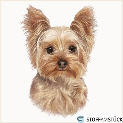 Stoff Kissen Panel Kunstleder Yorkshire Terrier 45 cm x 45 cm