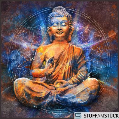 Stoff Kissen Panel Kunstleder Budda 45 cm x 45 cm ausdruckstark