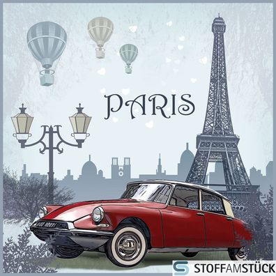 Stoff Kissen Panel Kunstleder Citroen DS Paris 45 cm x 45 cm digital bedruckt