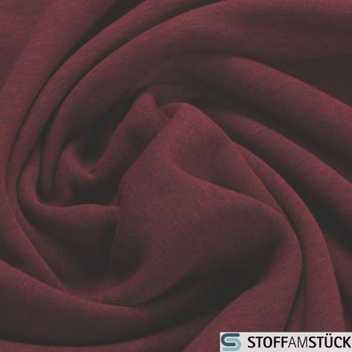 0,5 Meter Stoff Baumwolle Polyester Sweat Jersey Melange bordeaux meliert weich