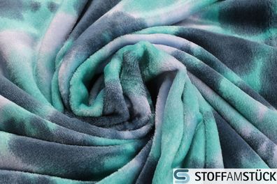 Stoff Polyester Wellness Fleece Tupfen türkis Kuschelfleece Pastelltöne