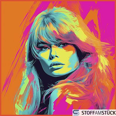 Stoff Kissen Panel Kunstleder Pop Art Brigitte Bardot 45 cm x 45 cm bedruckt