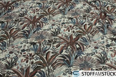 Stoff Polyester Samt natur Dschungel weich anschmiegsam Agave Kaktus