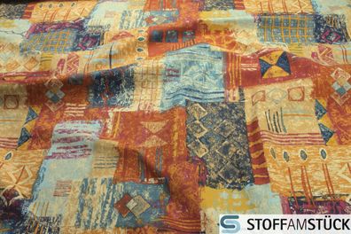 Stoff Baumwolle Vintage blau orange breit Baumwollstoff 270 cm