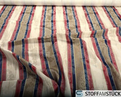 Stoff Baumwolle Polyester Jacquard Barock Streifen blau gold rot Polster Vorhang