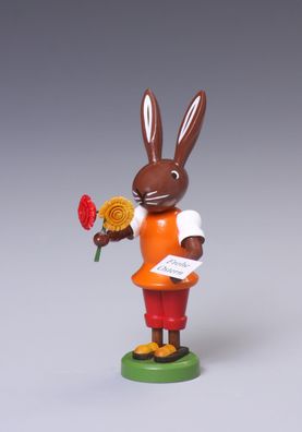 Osterfigur Hase mit Blumen Höhe ca 9 cm NEU Osterdeko Osterhasenfigur Ostern