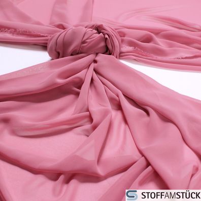 Stoff Polyester Chiffon altrosa transparent leicht weich fallend