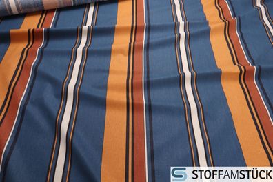 Stoff Baumwolle Blockstreifen cappuccino jeansblau Baumwollstoff 160 cm breit