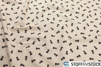 Stoff Baumwolle Polyester Rips natur Katze Leinenoptik Halbpanama