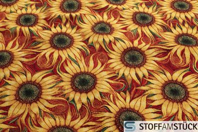 Stoff Baumwolle Polyester Gobelin Sonnenblume Decke Kissenbezug