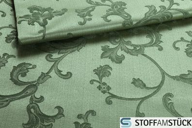 Stoff Baumwolle Polyester Jacquard mint Ranke grün 280 cm breit