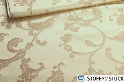 Stoff Baumwolle Polyester Jacquard gold Ranke beige 280 cm breit