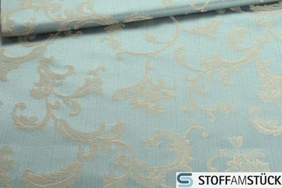 Stoff Baumwolle Polyester Jacquard hellblau Ranke ecru 280 cm breit