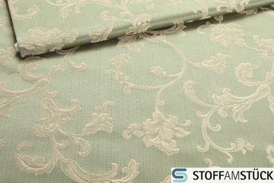 Stoff Baumwolle Polyester Jacquard mint Ranke ecru 280 cm breit