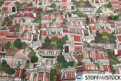 Stoff Baumwolle Polyester Rips Haus Jugendstil Leinenoptik Halbpanama