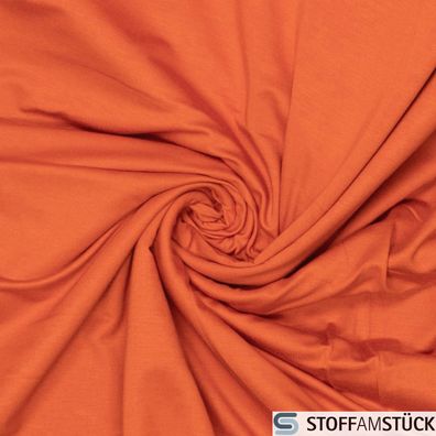 Stoff Bambus Elastan Single Jersey orange atmungsaktiv knitterarm