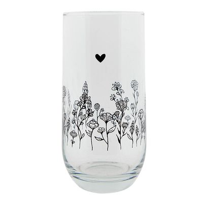 Clayre & Eef Wasserglas 280 ml Glas Blumen (Gr. Ø 6x14 cm / 280 ml)