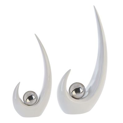 Casablanca Skulptur Move weiss/silber H.37cm Höhe: 36.50 cm Breite: 17 cm Tiefe