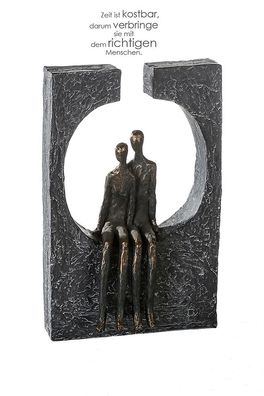 Casablanca Skulptur "Zweisamkeit" Poly, ronzef. dunkelgraue Basis Höhe 27,5cm