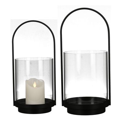 Casablanca Windlicht "Lantern" Metall / Glas . schwarz / klar H: 45 cm B: 19 cm