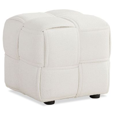 Sitzhocker Pouf Beige Bouclé Poufhocker Sitzpouf Polsterhocker Sitzwürfel Schminkh