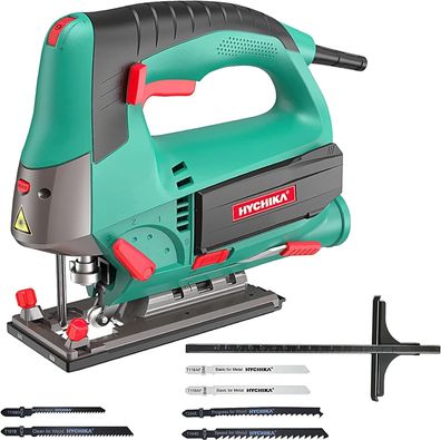 Hychika Stichsäge 800 W - 110 mm Schnitttiefe, 6 Geschwindigkeiten, Laserführung