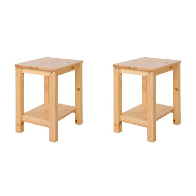 Holzhocker 2er Set Sitzhocker Kiefer Holz Natur Massiv Tischhocker Garderobe Esszi