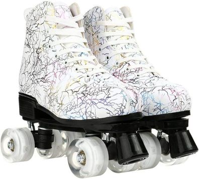 Gelory Unisex Roller Skates Double Raw Four Wheels Classic High-top PU Leather L