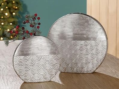 Gilde Keramik Vase Tegola flach versilbert L= 6 cm B= 25 cm H= 25cm cm