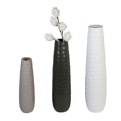 Casablanca Vase Brick Keramik, unkelgrau matt Höhe: 74 cm Ø 17 cm 46922