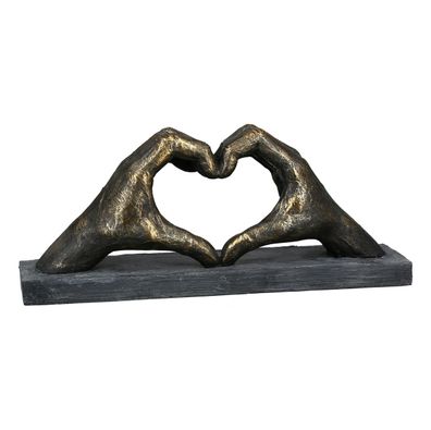 Casablanca Skulptur "Herz aus Händen" Poly . bronzefarben H= 15 cm 89343