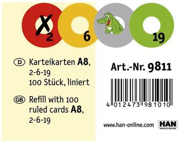 HAN 9811 Karteikarten DIN A8 quer 120 g/qm für CROCO 2-6-19 gelb(S)