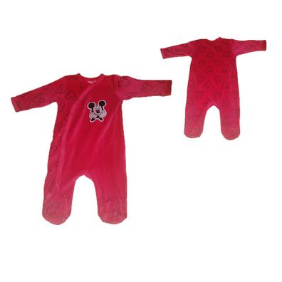 Mickey Mouse Baby & Kleinkind Strampler | Rot | Velour | Größen 62-92