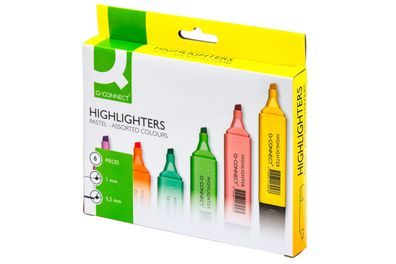 Q-Connect® KF17963 Textmarker - ca. 1,5 - 2 mm, pastell sortiert, Etui mit 6 Farben