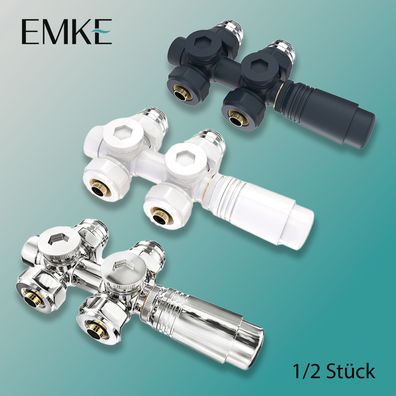 EMKE® Mittelanschluss-Set Multiblock Hahnblock Eckform Durchgangsform 1/2 Stück