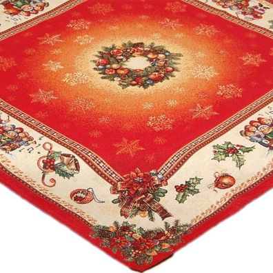 Tischdecke Weihnachten 100x100 Hossner Fidelity Gobelin Mitteldecke Decke Rot