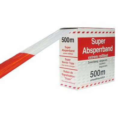 1 Rol. Absperrband * SUPER * 500m Folien-absperrband mit Abrollkarton