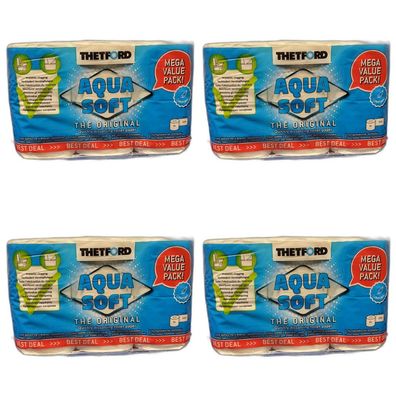 4 x Thetford Toilettenpapier Aqua Soft Campingtoilettenpapier Sondergröße 6 Rollen